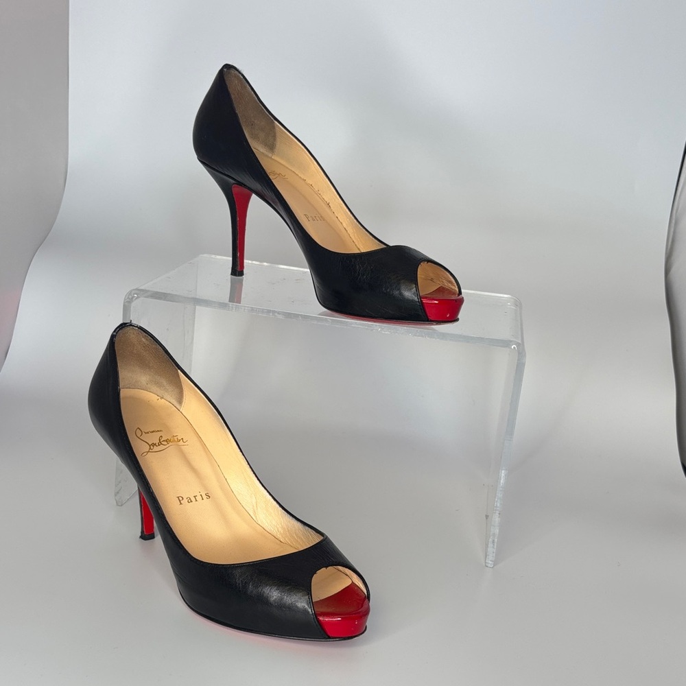 Christian Louboutin Black and Red Peep Toe Heels